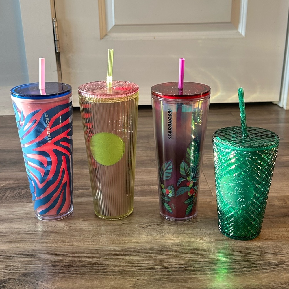 Starbucks Tall Reusable Tumblers - Blue/Pink, Lime, Purple/Green, Emerald Green